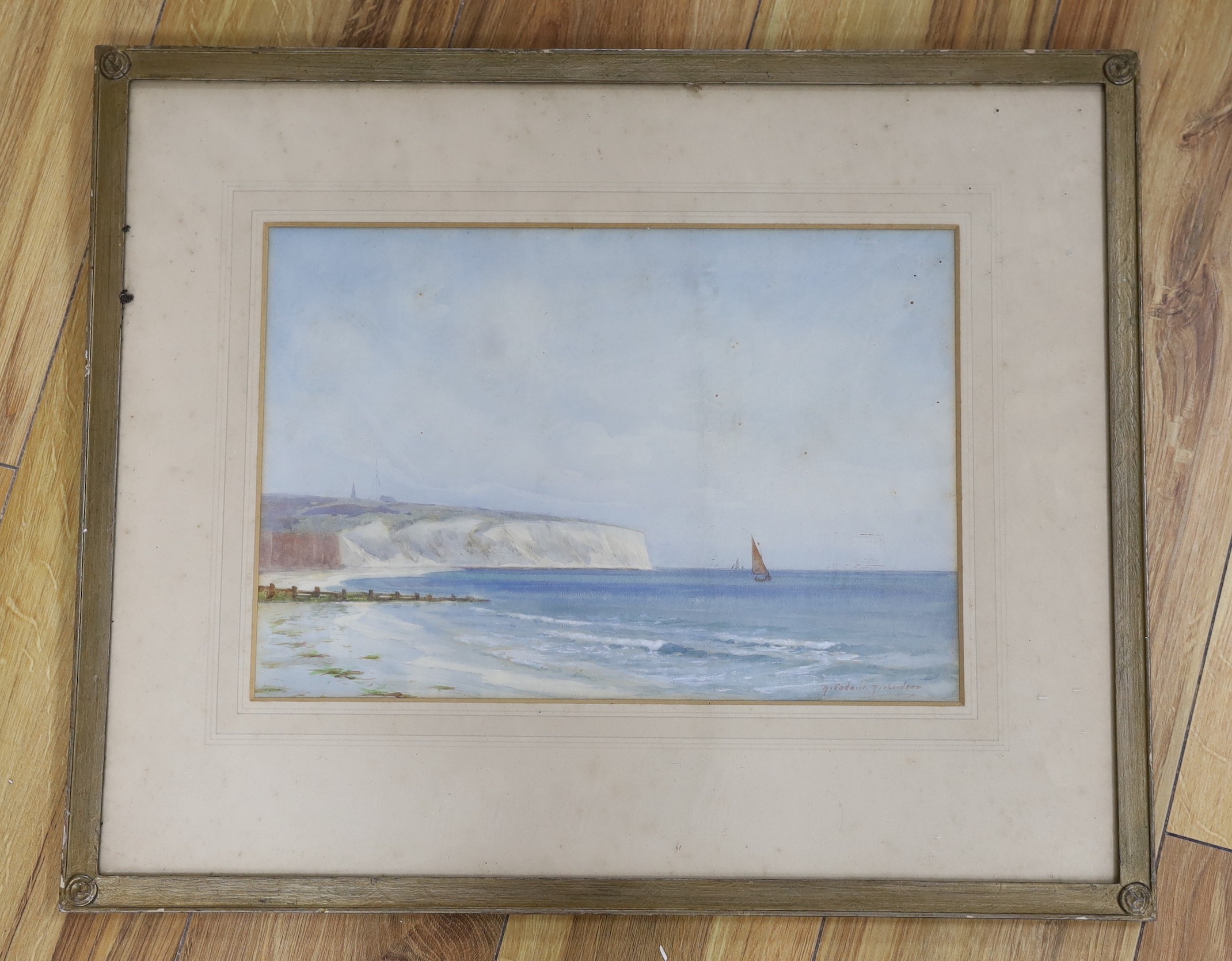 R.Esdaile Richardson, watercolour, Fishing boats off the Sussex coast, signed, 25 x 37cm